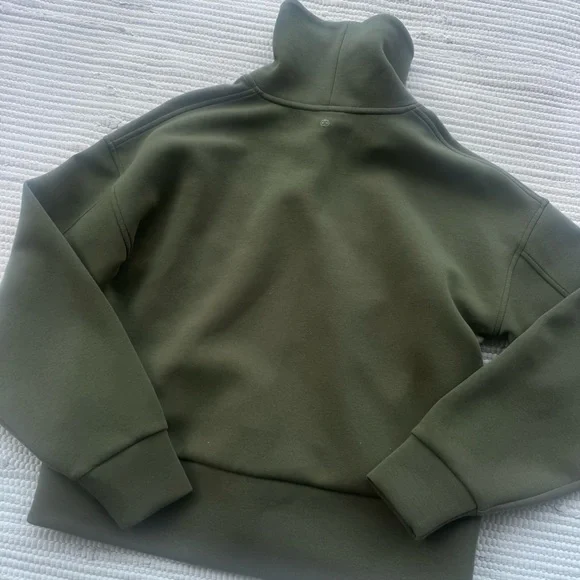 Calia Scuba Pullover Olive Green Funnel Neck Sweatshirt Size Small - Picture 10 of 12